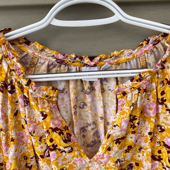 GAP Mustard Floral Long Sleeve Blouse - Women’s Size L - Picture 8 of 10